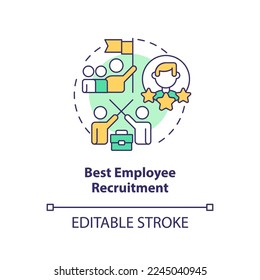 Best employee recruitment concept icon. Merge teams successfully abstract idea thin line illustration. Hiring top talent. Isolated outline drawing. Editable stroke. Arial, Myriad Pro-Bold fonts used