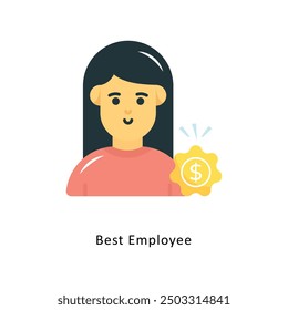 Best Employee Vector Flat Icon Design illustration Symbol on White background EPS 10 File 