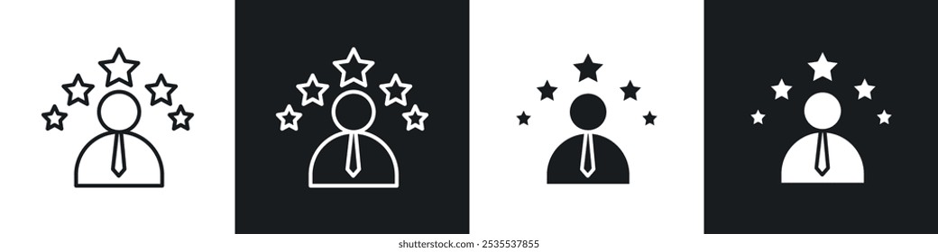 Best employee vector icon set in black and white. EPS 10 illustration