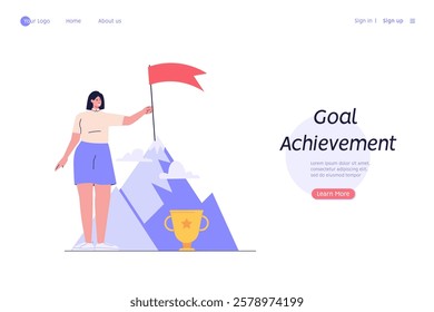 Best employee with winner cup. Concept of career success, motivation, achieving goals. Reward program and receiving rewards. People earn reward loyalty, bonus, business award. Vector flat design