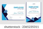 Best Employee of the Year Certificate Format Design. Best Yearly Employee, Business, Diploma Recognition Award Template. Corporate Employee Certificate.