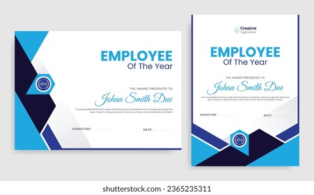 Best Employee of the Year Certificate Format Design. Best Yearly Employee, Business, Diploma Recognition Award Template. Corporate Employee Certificate.