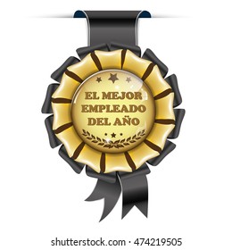 The best Employee of the Year (Spanish text: El mejor empleado del ano) - shiny award ribbon.