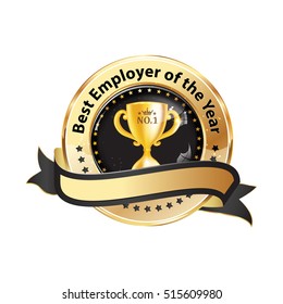 Best Employer of the year - business shiny  ribbon award / decoration for companies.