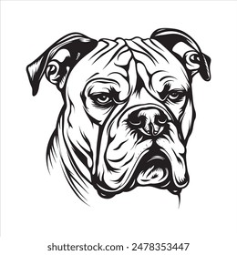 Best English Bulldog face silhouette vector art illustration