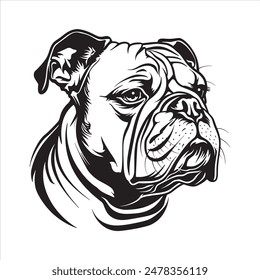  Best English Bulldog face silhouette vector art illustration