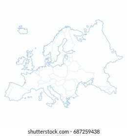 Best Europe Map With Country Outline Graphic Vector