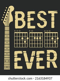 Best Ever Music Vintage Vector illustration. Father day background