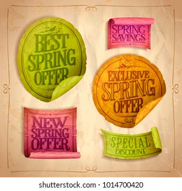 Best, exclusive, new spring offer stickers set, special discounts