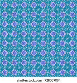 Best for fabric. Elegant tender design for natural cosmetic, perfume, florist shop. Vector spring flower seamless pattern in blue, neutral, violet colors. Can be used as greeting or wedding background