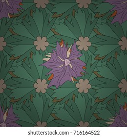 Best for fabric. Vector spring flower seamless pattern in neutral, beige and green colors. You can use it for invitations, postcards, cards, wrapping, wallpapers and so on.