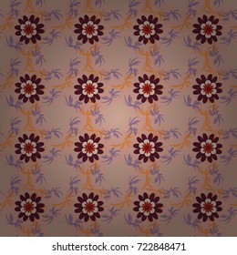 Best for fabric. Vector spring flower seamless pattern in beige, purple and neutral colors. Suitable for printing on wallpaper.