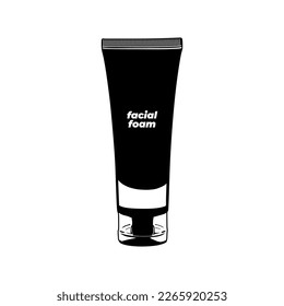 The best Facial foam tube in black white icon, vector illustration in trendy design style. Editable graphic resources for many purposes.