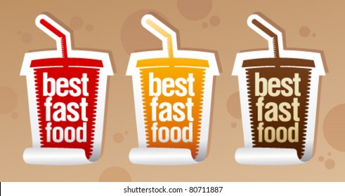 Best fast food stickers in form of take away cup.