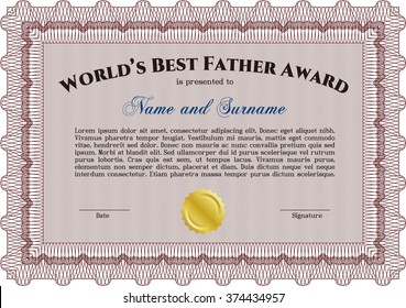 Best Father Award. Artistry design. Border, frame. With linear background. 