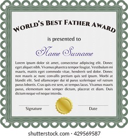Best Father Award. Border, frame. With linear background. Beauty design. 