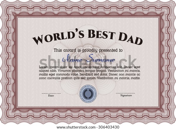 Best Father Award Border Framewith Background Stock Vector (Royalty ...