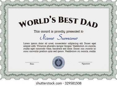 Best Father Award. With complex linear background. Cordial design. Customizable, Easy to edit and change colors.