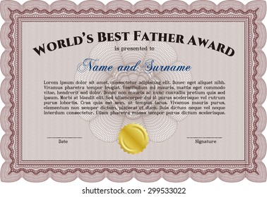 Best Father Award. Detailed.Elegant design. With background. 