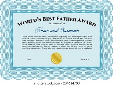 Best Father Award. Easy to print. Detailed.Superior design. 