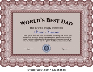 Best Father Award. Easy to print. Detailed.Complex design. 