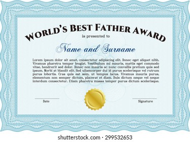 Bester Vater-Preis. Mit Guilloche-Muster. Gutes Design. Grenze, Rahmen.