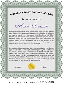 Best Father Award. With linear background. Beauty design. Border, frame. 
