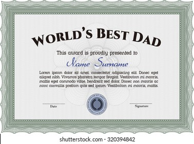 Best Father Award. Nice design. Customizable, Easy to edit and change colors.With complex linear background. 