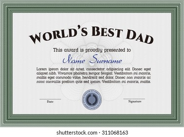 Best Father Award. Superior design. Printer friendly. Vector illustration.
