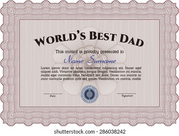 Best Father Award Template. Border, frame.With linear background. Retro design. 