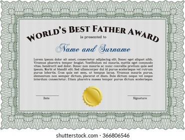 Plantilla de premio al mejor padre. Fondo complejo. Personalizable, fácil de editar y cambiar de color.Diseño sofisticado. 