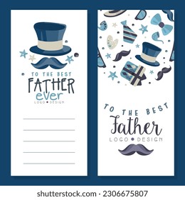 To the best father ever greeting card template. Happy Father Day invitation card, flyer, front and back side vector