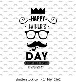 To the best Father logo design, Happy Fathers Day creative label for banner, poster, greeting card, shirt, hand drawn vector Illustration - Vector