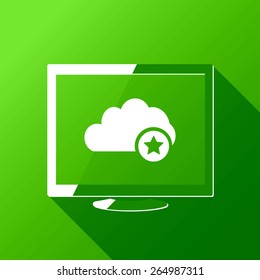 Best Favorite Cloud Computing. Desktop. Flat style design with long shadow