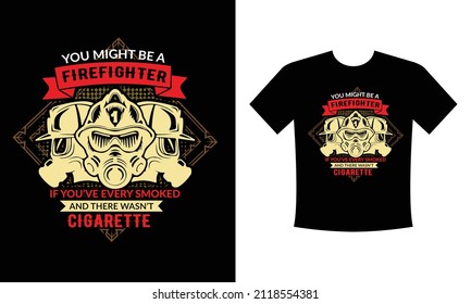 Best Firefighter T Shirt Design template design. Use a safe helmet and uniform in vector eps. with a black background, The professional rescuer ever