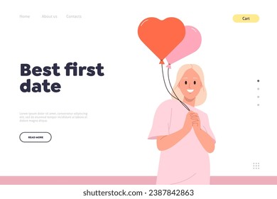 Best first date landing page design template for dating virtual platform to find love and friends