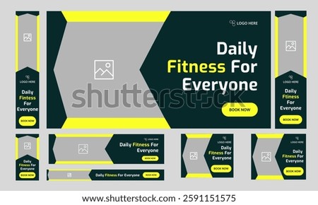 Best fitness web set banner design for social media post, daily body building training banner design, fully editable vector eps 10 file format