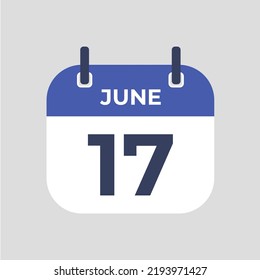 The best of Flat icon calendar 17th of June isolated on gray background. illustration symbol template in trendy style. Can be used for many purposes.