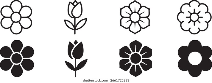 Das beste Blumensymbol-Set. Blumensymbolsatz. Vektorgrafik. EPS 10