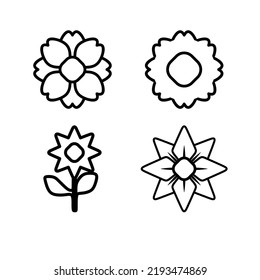 La mejor colección vectorial de iconos de flor, plantilla de logotipo de ilustración con un estilo de contorno único. Idóneo para muchos fines.