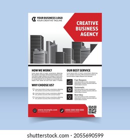 best flyer template design in red color for creative business agency