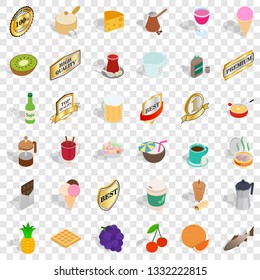 Best food icons set. Isometric style of 36 best food vector icons for web for any design