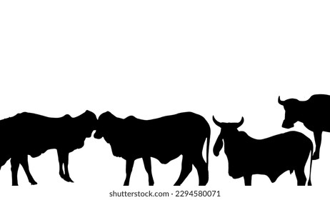 Mejor de cuatro vectores de vacas, plantilla de logotipo de ilustración en estilo de moda. Adecuado para