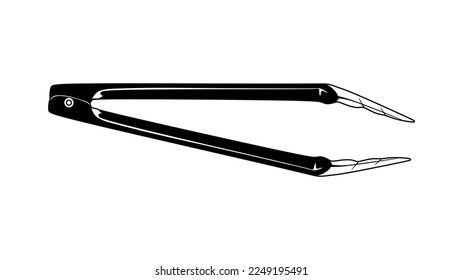 The best Fried Tongs, black simple flat icon, vector illustration in trendy design style. Modern Cooking Utensils, Kitchenware. Editable graphic resources for many purposes.