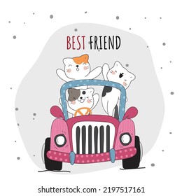 best frien with three cats t shirt graphic design vector illustration