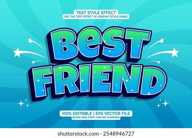 Best Friend cartoon Bold 3D Editable text Effect Style