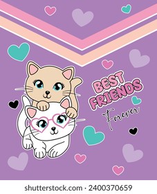 best friend cat graphic tees for girl