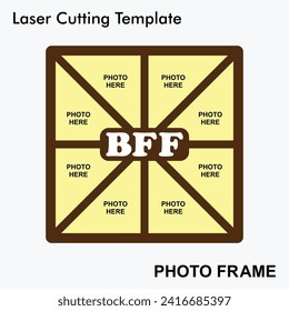 Best Friend Forever laser cut photo frame. Best gift idea for friendship day, birthday etc. Laser cut photo frame mockup template design for mdf and acrylic cutting. Sublimation photo frame template.