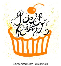 Best friend. Greeting hand drawn card