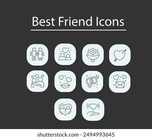 Iconos de mejor amigo - Iconos para el día de la amistad - totalmente editable y personalizable